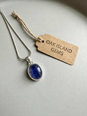 Iolite Sterling Silver Pendant Pleochroic Blue Oval 925