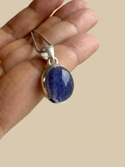 Iolite Sterling Silver Pendant Pleochroic Blue Oval 925