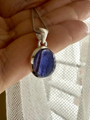 Iolite Sterling Silver Pendant Pleochroic Blue Oval 925