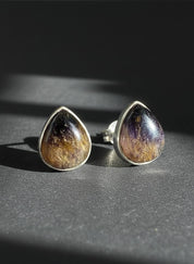 Blue John Teardrop Stud Earrings 10mm in 925 Sterling Silver