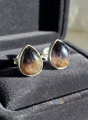 Blue John Teardrop Stud Earrings 10mm in 925 Sterling Silver