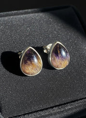 Blue John Teardrop Stud Earrings 10mm in 925 Sterling Silver