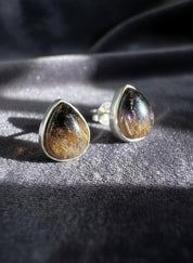 Blue John Teardrop Stud Earrings 10mm in 925 Sterling Silver