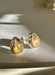 Blue John Teardrop Stud Earrings 9mm in 925 Sterling Silver