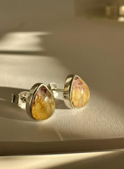 Blue John Teardrop Stud Earrings 9mm in 925 Sterling Silver