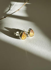 Blue John Teardrop Stud Earrings 9mm in 925 Sterling Silver