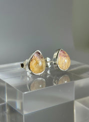 Blue John Teardrop Stud Earrings 9mm in 925 Sterling Silver