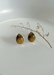 Blue John Teardrop Stud Earrings 10mm in 925 Sterling Silver