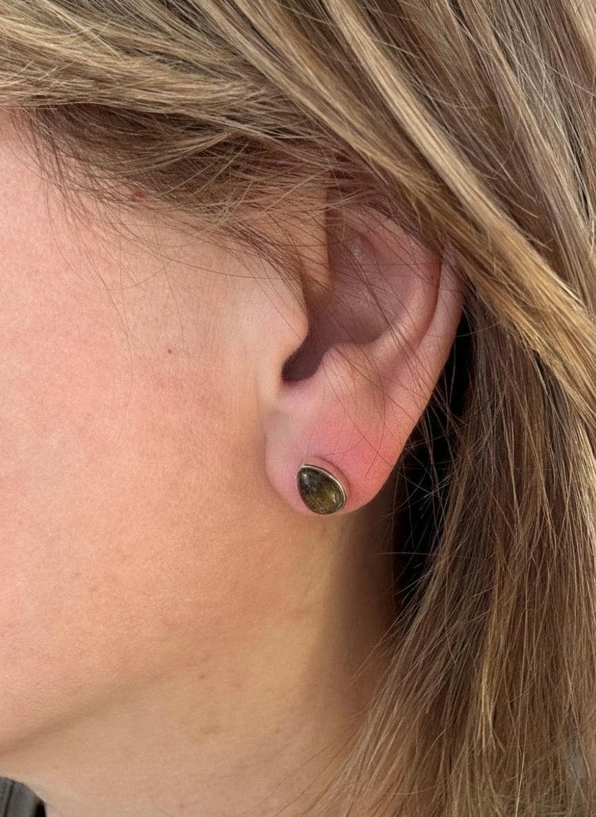 Blue John Teardrop Stud Earrings 10mm in 925 Sterling Silver