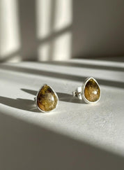 Blue John Teardrop Stud Earrings 10mm in 925 Sterling Silver
