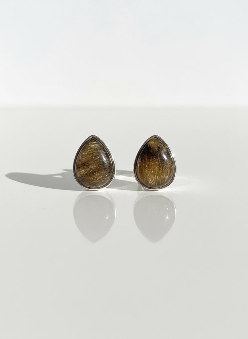 Blue John Teardrop Stud Earrings 10mm in 925 Sterling Silver