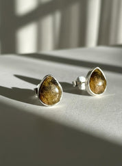 Blue John Teardrop Stud Earrings 10mm in 925 Sterling Silver