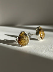 Blue John Teardrop Stud Earrings 10mm in 925 Sterling Silver