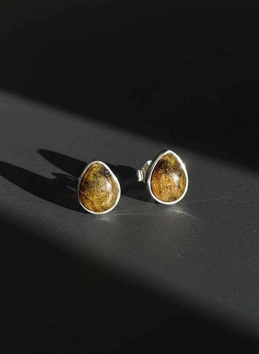 Blue John Teardrop Stud Earrings 10mm in 925 Sterling Silver
