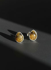 Blue John Teardrop Stud Earrings 10mm in 925 Sterling Silver