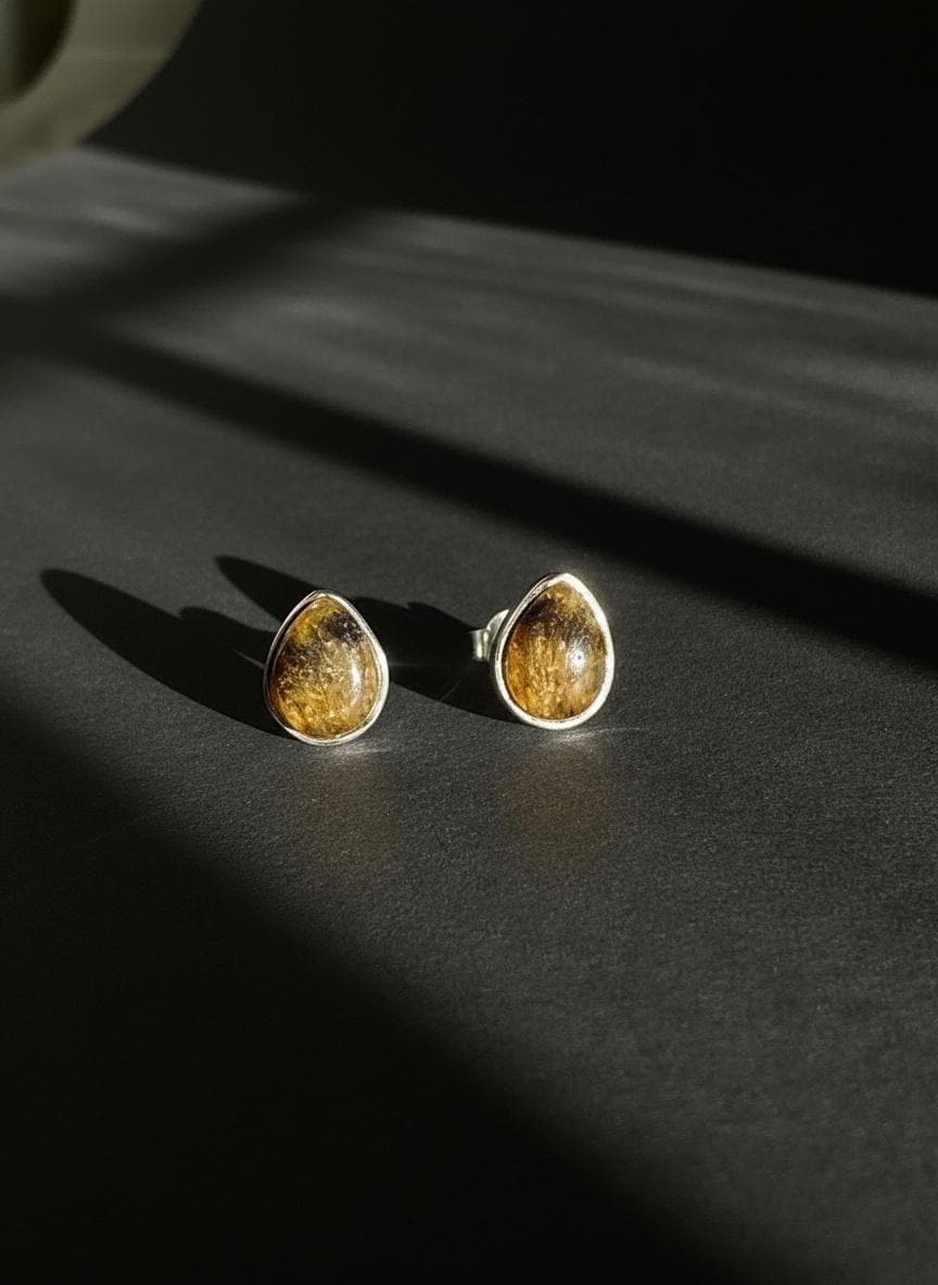 Blue John Teardrop Stud Earrings 10mm in 925 Sterling Silver