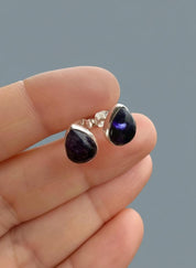 Blue John Teardrop Stud Earrings 10mm x 8mm in 925 Sterling Silver