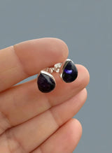Blue John Teardrop Stud Earrings 10mm x 8mm in 925 Sterling Silver