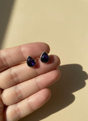Blue John Teardrop Stud Earrings 10mm x 8mm in 925 Sterling Silver