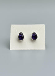 Blue John Teardrop Stud Earrings 10mm x 8mm in 925 Sterling Silver