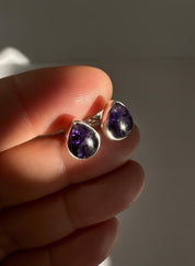 Blue John Teardrop Stud Earrings 10mm x 8mm in 925 Sterling Silver