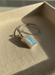 Faceted Blue Fire Moonstone Pendant: Sterling Silver, Handmade UK
