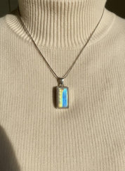 Faceted Blue Fire Moonstone Pendant: Sterling Silver, Handmade UK