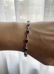 Ruby Sterling Silver Bracelet – 11 Gemstones, July Birthstone Gift