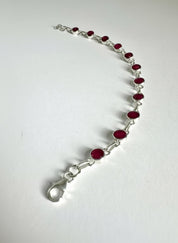 Ruby Sterling Silver Bracelet – 11 Gemstones, July Birthstone Gift