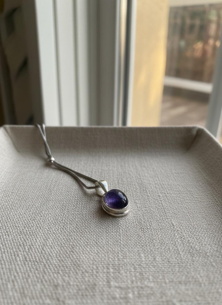 Iolite Sterling Silver Pendant Pleochroic Blue Oval 925 Handmade UK