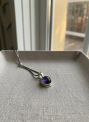 Iolite Sterling Silver Pendant Pleochroic Blue Oval 925 Handmade UK