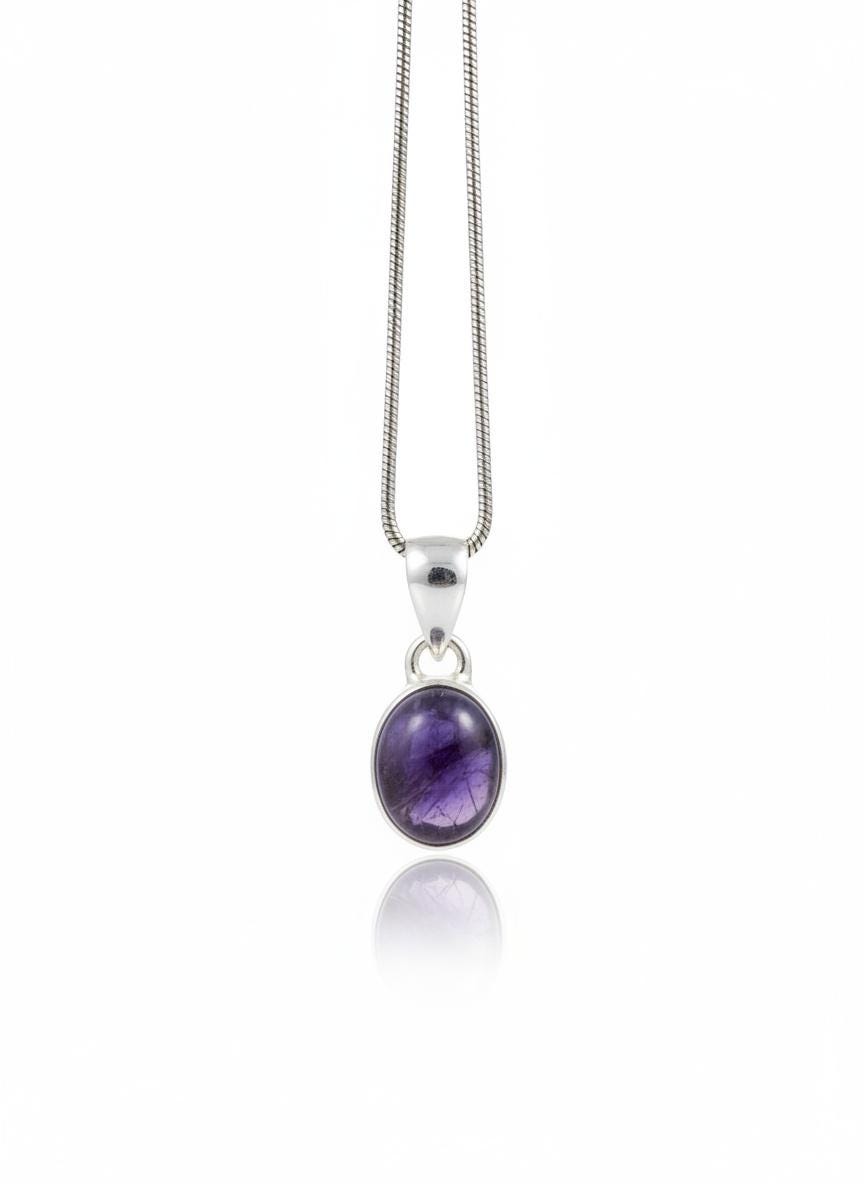 Iolite Sterling Silver Pendant Pleochroic Blue Oval 925 Handmade UK