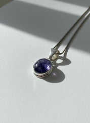 Iolite Sterling Silver Pendant Pleochroic Blue Oval 925 Handmade UK