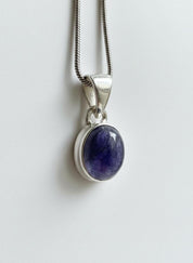 Iolite Sterling Silver Pendant Pleochroic Blue Oval 925 Handmade UK