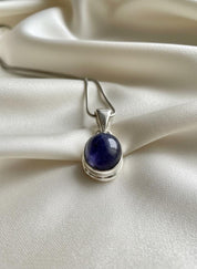 Iolite Sterling Silver Pendant Pleochroic Blue Oval 925 Handmade UK