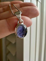 Iolite Sterling Silver Pendant Pleochroic Blue Oval 925 Handmade UK