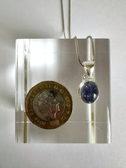 Iolite Sterling Silver Pendant Pleochroic Blue Oval 925 Handmade UK