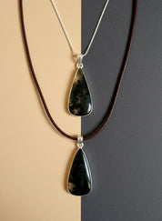 Moss Agate Teardrop Pendant 925 Sterling Silver
