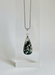 Moss Agate Teardrop Pendant 925 Sterling Silver