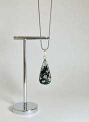 Moss Agate Teardrop Pendant 925 Sterling Silver