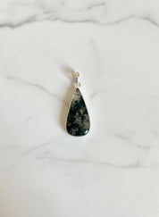 Moss Agate Teardrop Pendant 925 Sterling Silver