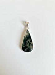 Moss Agate Teardrop Pendant 925 Sterling Silver