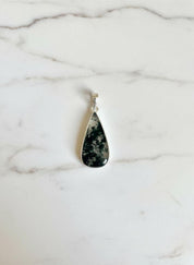 Moss Agate Teardrop Pendant 925 Sterling Silver