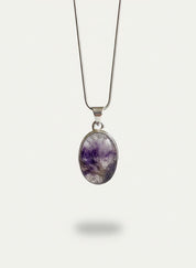 Blue John Oval Sterling Silver Pendant, Derbyshire Spar