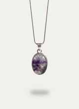 Blue John Oval Sterling Silver Pendant, Derbyshire Spar