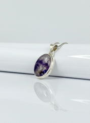 Blue John Oval Sterling Silver Pendant, Derbyshire Spar