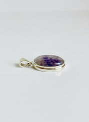 Blue John Oval Sterling Silver Pendant, Derbyshire Spar