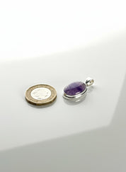 Blue John Oval Sterling Silver Pendant, Derbyshire Spar