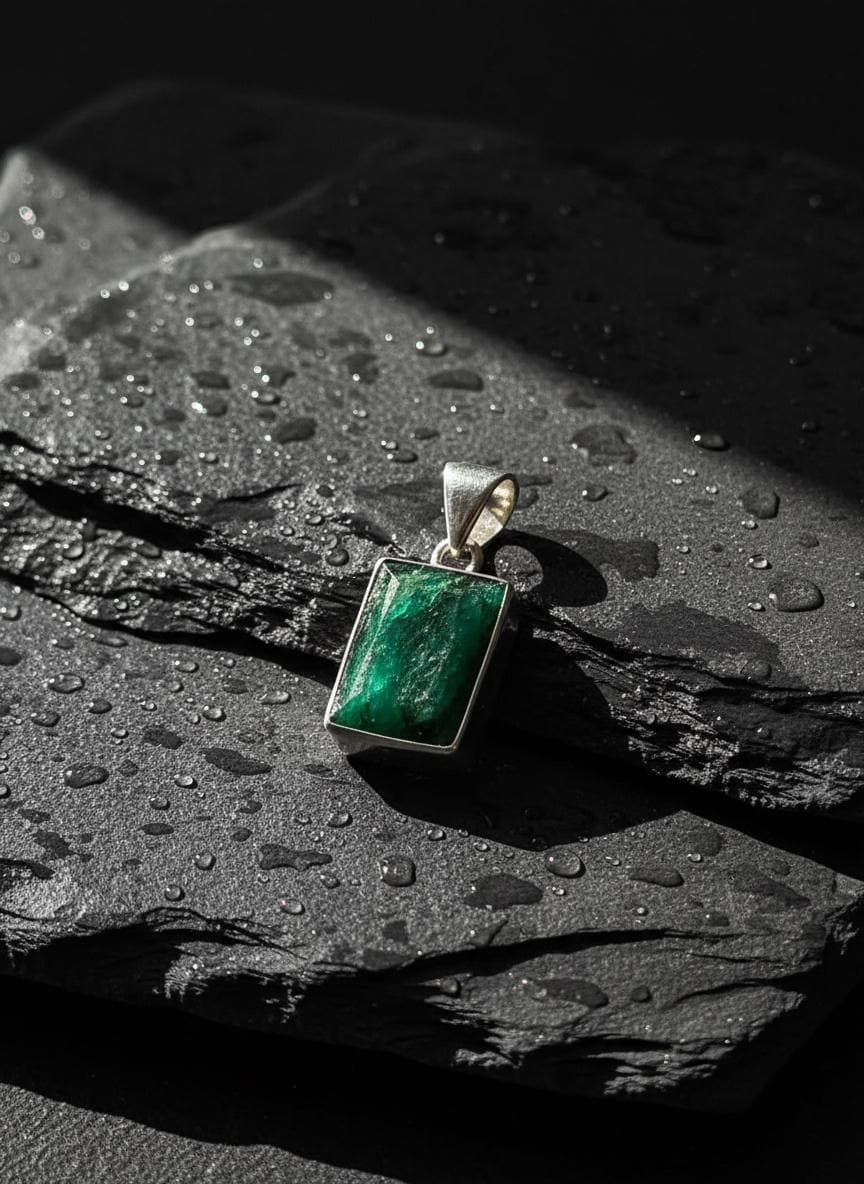 Emerald and Sterling Silver Pendant