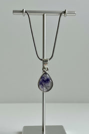 Teardrop Blue John Pendant in Silver | Derbyshire Spar Necklace